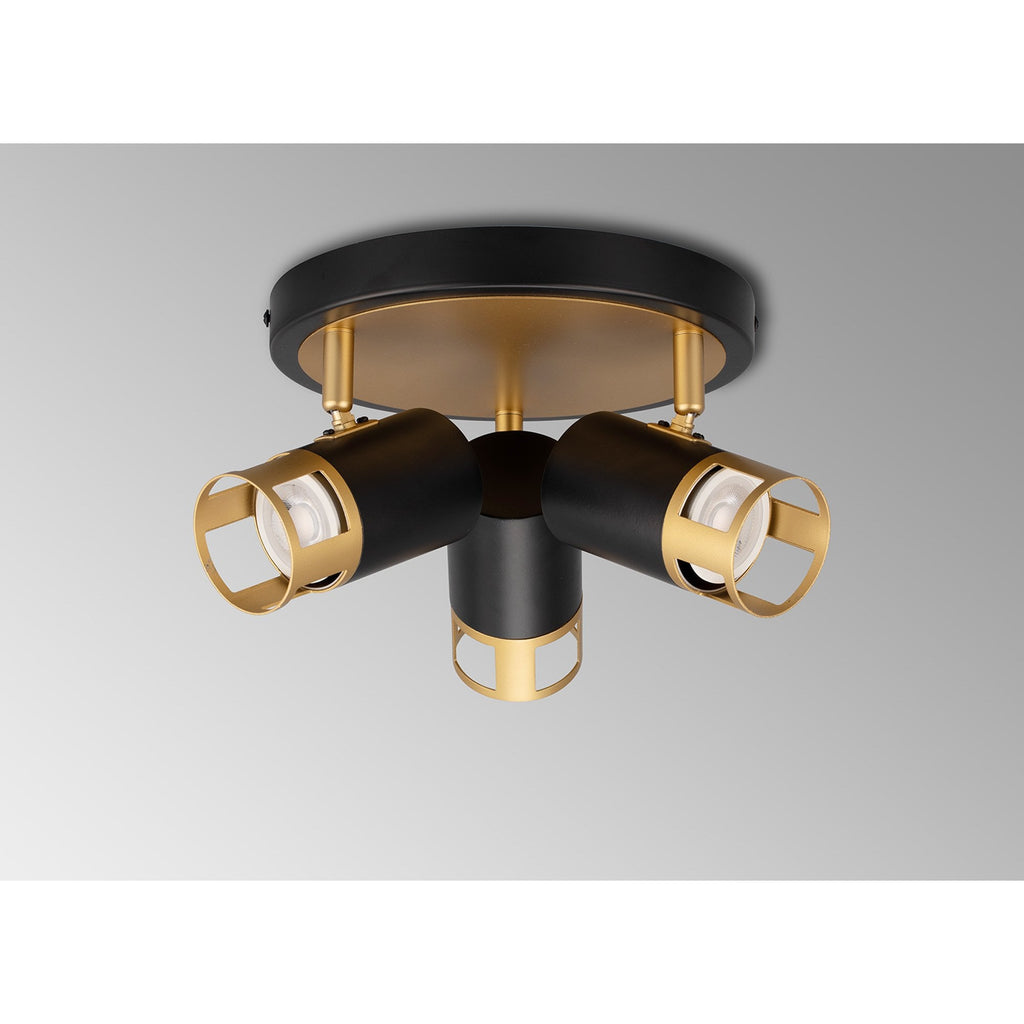 NL99549 Adner 3 Light Round Spotlight Black Painted Gold