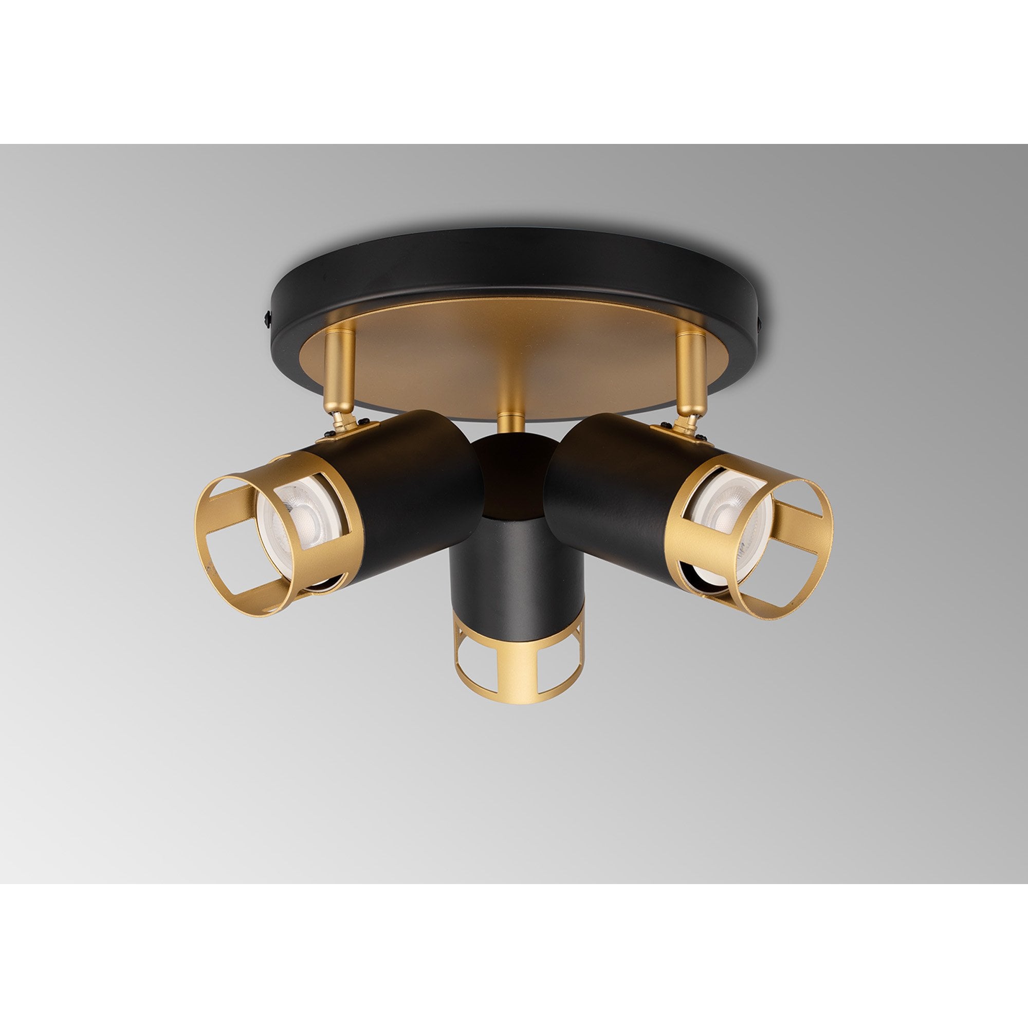 NL99549 Adner 3 Light Round Spotlight Black Painted Gold