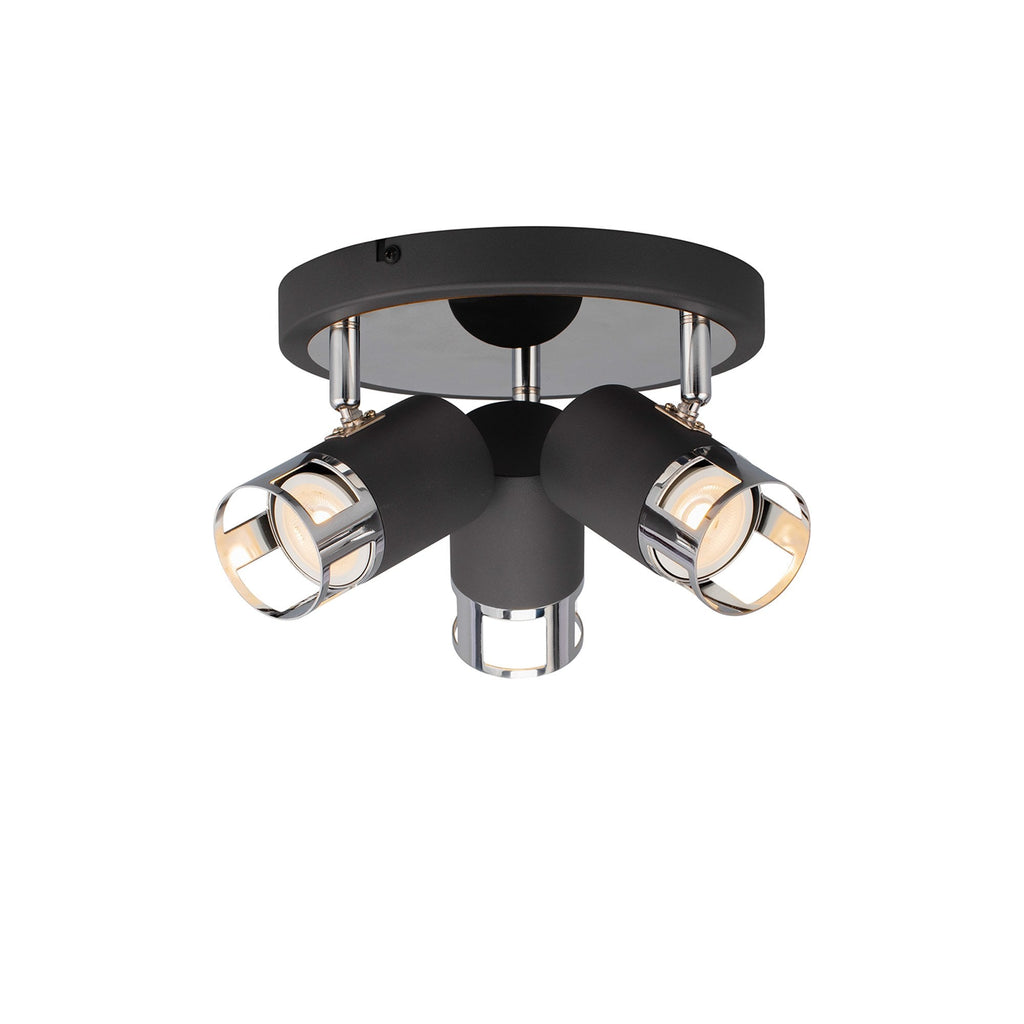 NL99599 Adner 3 Light Round Spotlight Graphite Polished Chrome