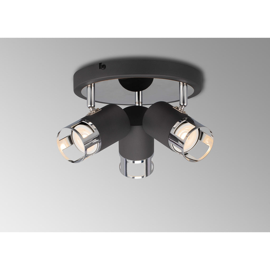 NL99599 Adner 3 Light Round Spotlight Graphite Polished Chrome