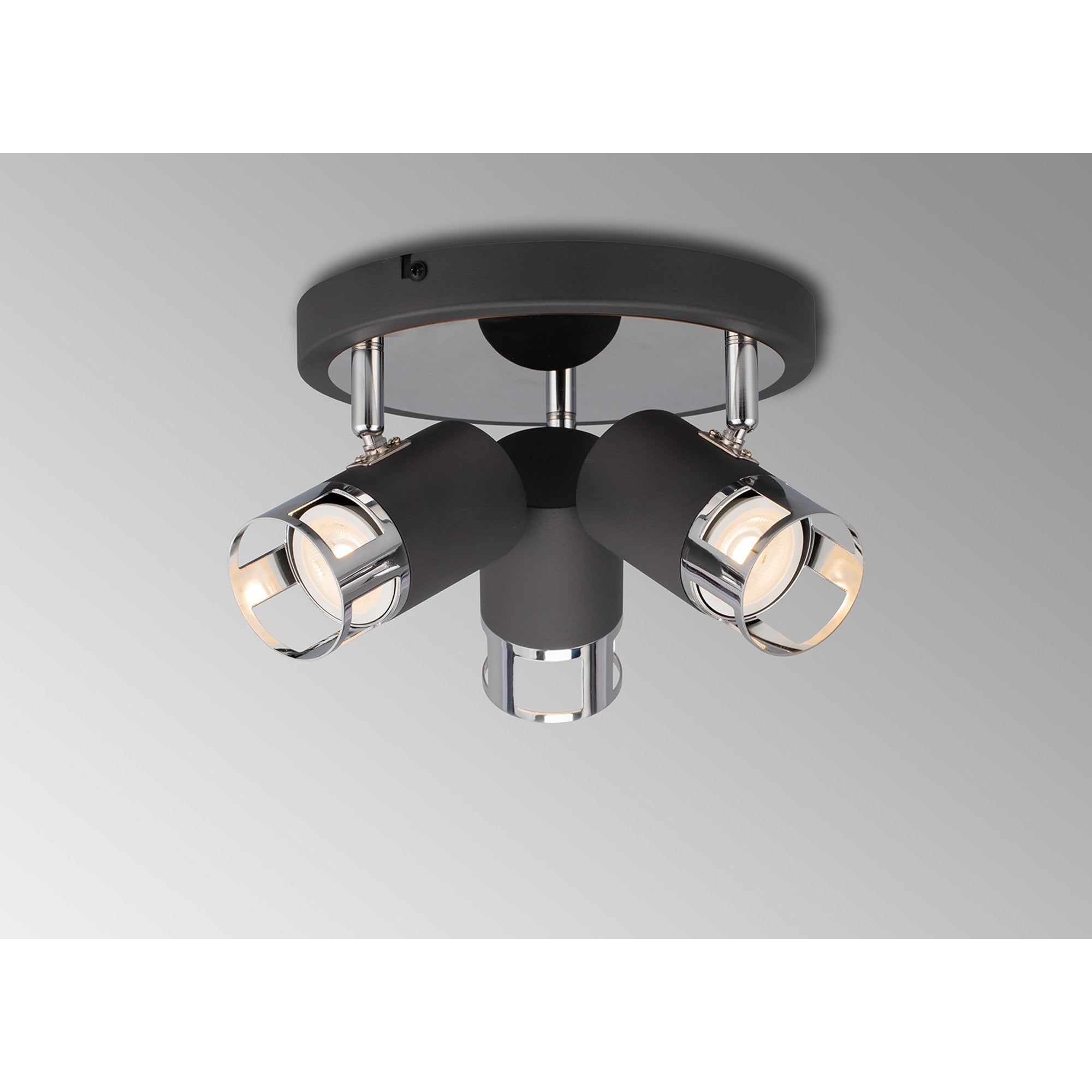 NL99599 Adner 3 Light Round Spotlight Graphite Polished Chrome