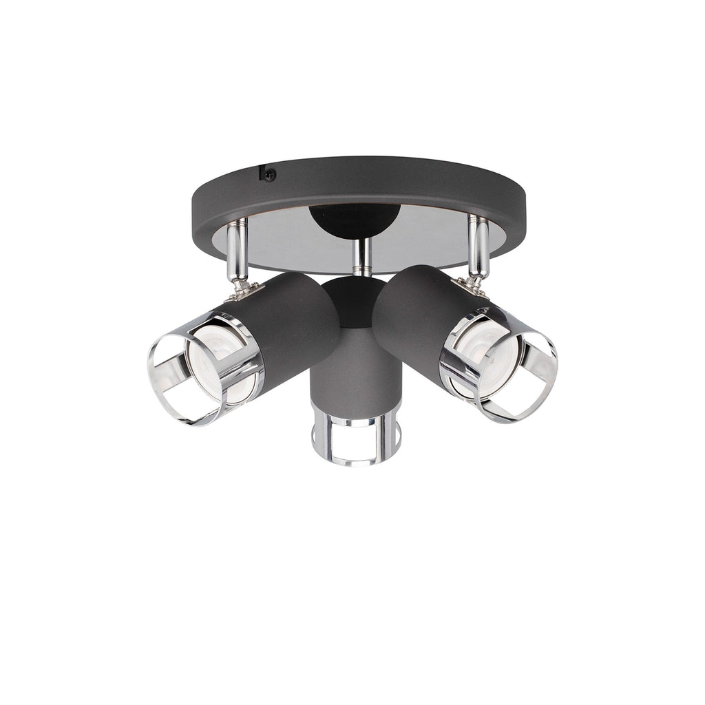 NL99599 Adner 3 Light Round Spotlight Graphite Polished Chrome