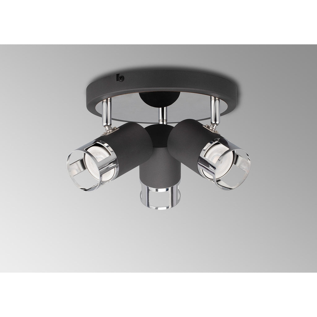 NL99599 Adner 3 Light Round Spotlight Graphite Polished Chrome