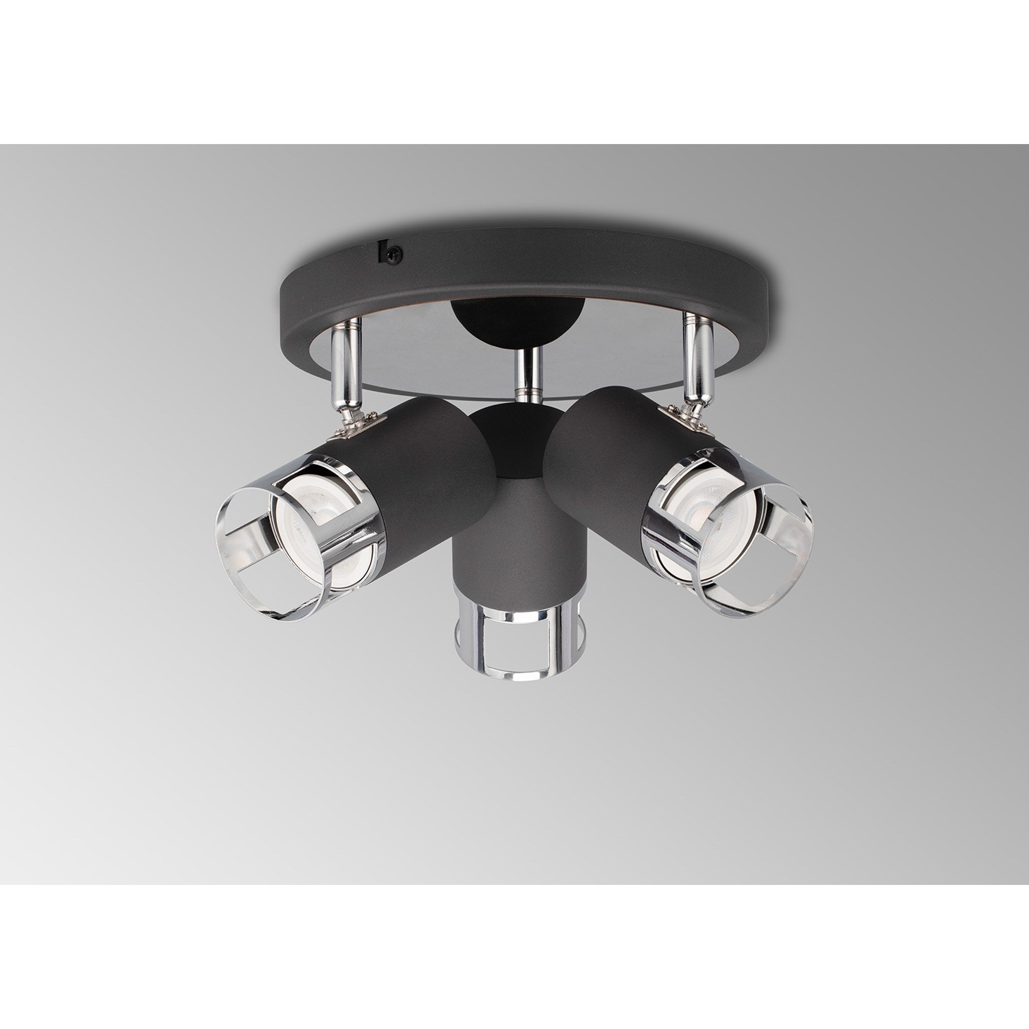 NL99599 Adner 3 Light Round Spotlight Graphite Polished Chrome