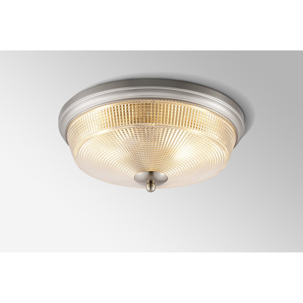 NL93809 Albay 2 Light Bathroom Flush Ceiling Light Satin Nickel