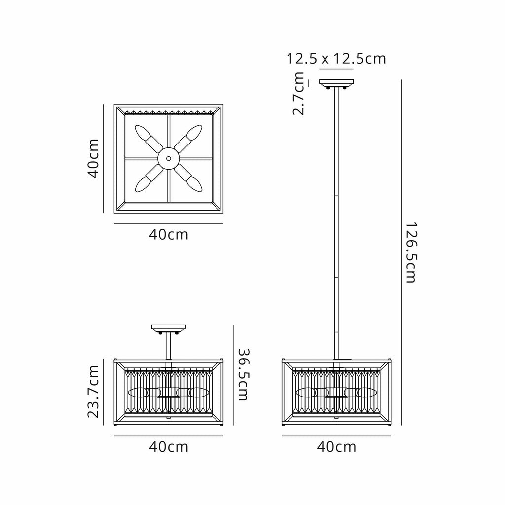 NL9966PE9 Alec 4 Light Pendant/Ceiling Light Pewter