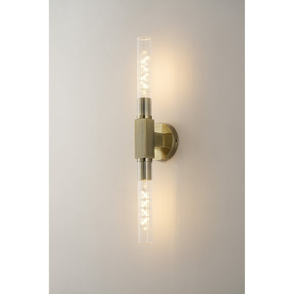 NL87069 Alissa 2 Light Bathroom Wall/Ceiling Light Antique Brass