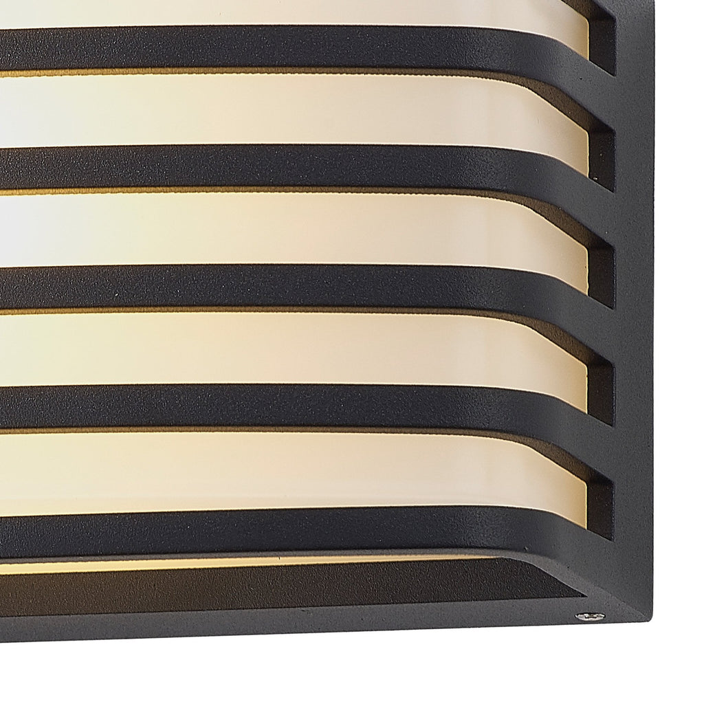 NL93699 Bagen 1 Light Outdoor Wall Light Matt Black Opal