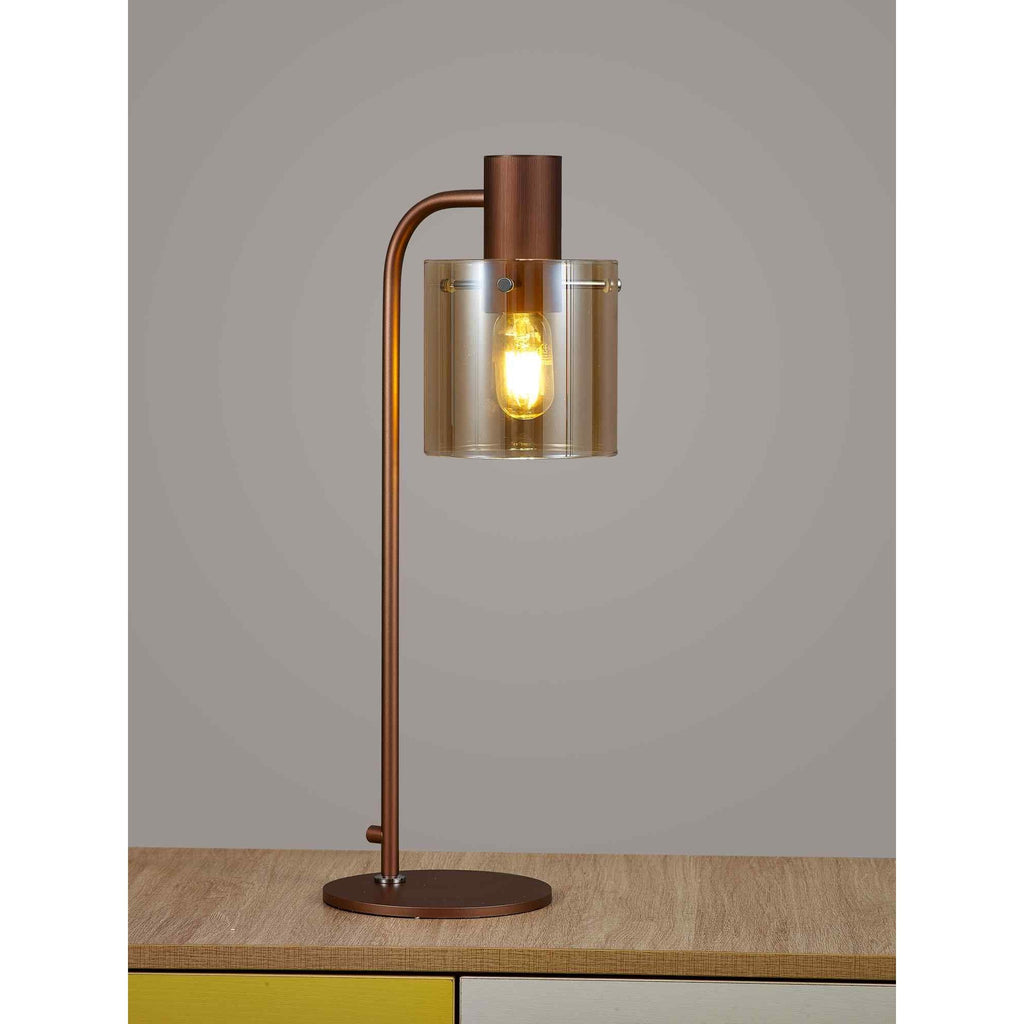 NL91619 Tokyo 1 Light Table Lamp Mocha Polished Chrome