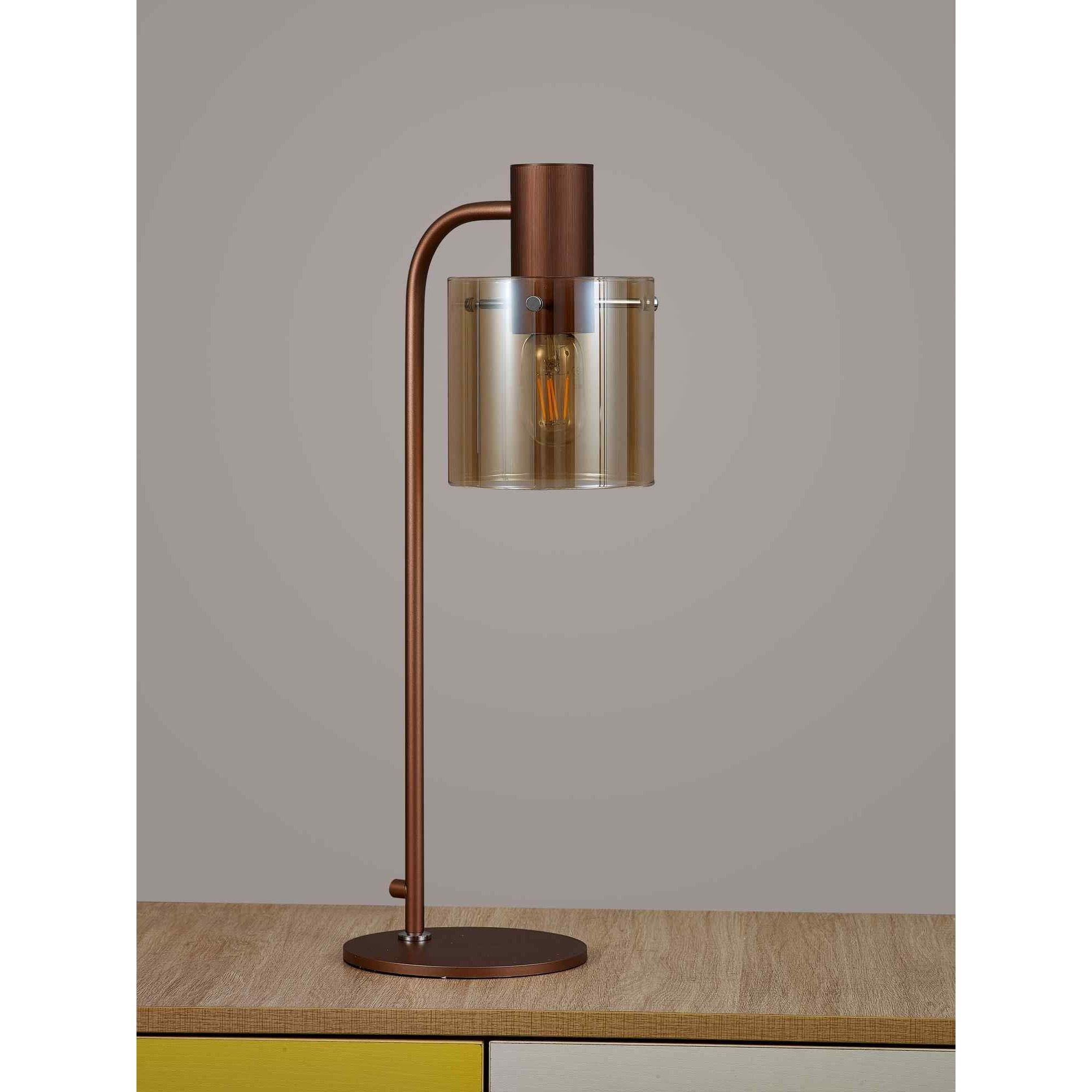 NL91619 Tokyo 1 Light Table Lamp Mocha Polished Chrome