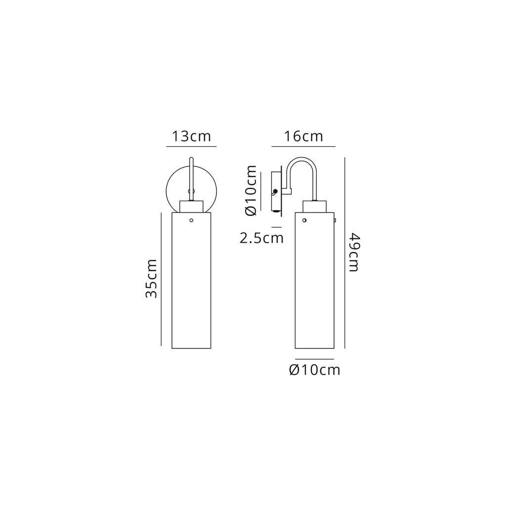 NL91639 Tokyo Slim 1 Light Wall Light Mocha Polished Chrome