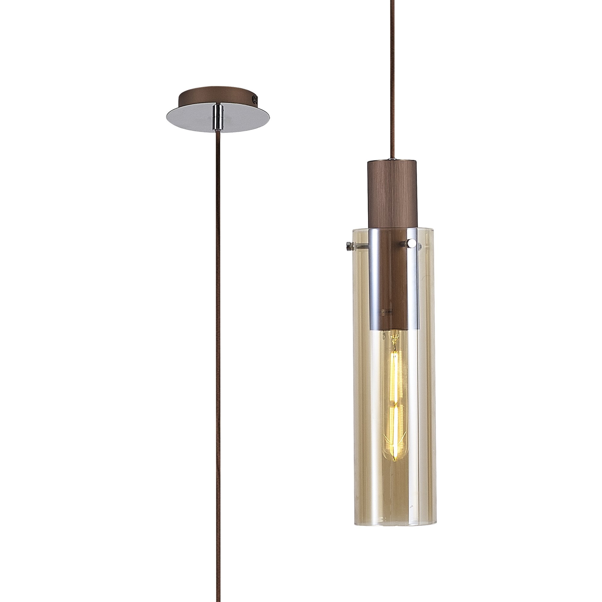 NL91649 Tokyo Slim 1 Light Pendant Mocha Polished Chrome