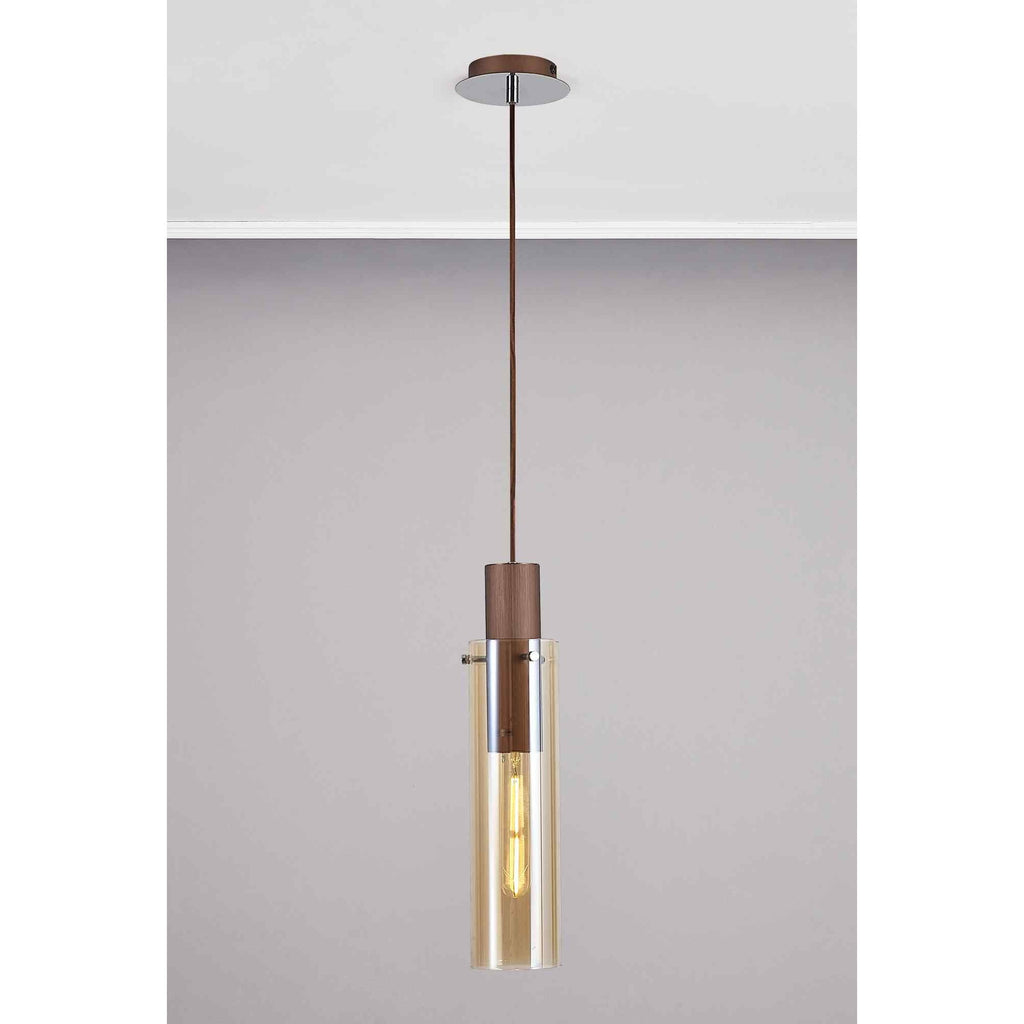 NL91649 Tokyo Slim 1 Light Pendant Mocha Polished Chrome