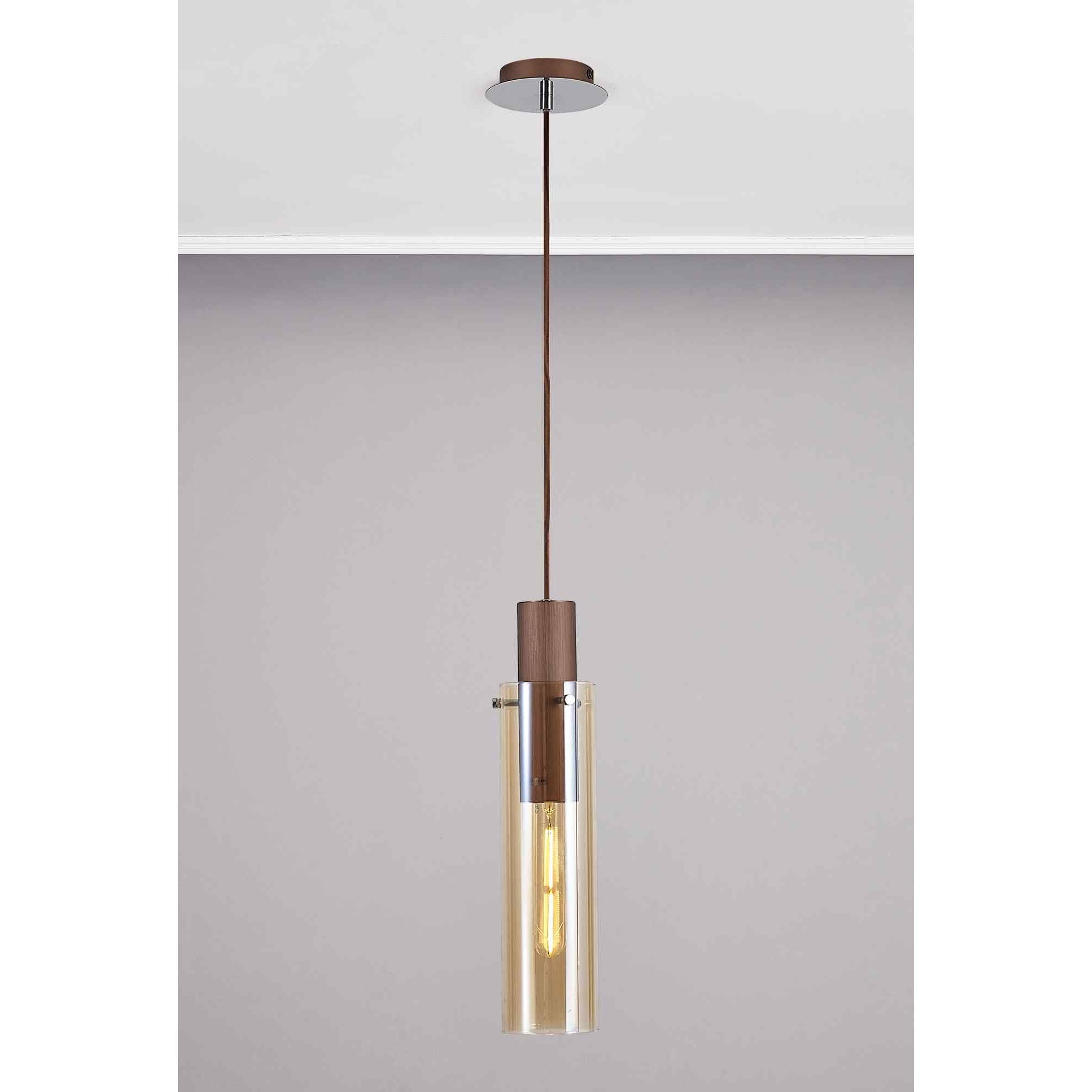 NL91649 Tokyo Slim 1 Light Pendant Mocha Polished Chrome