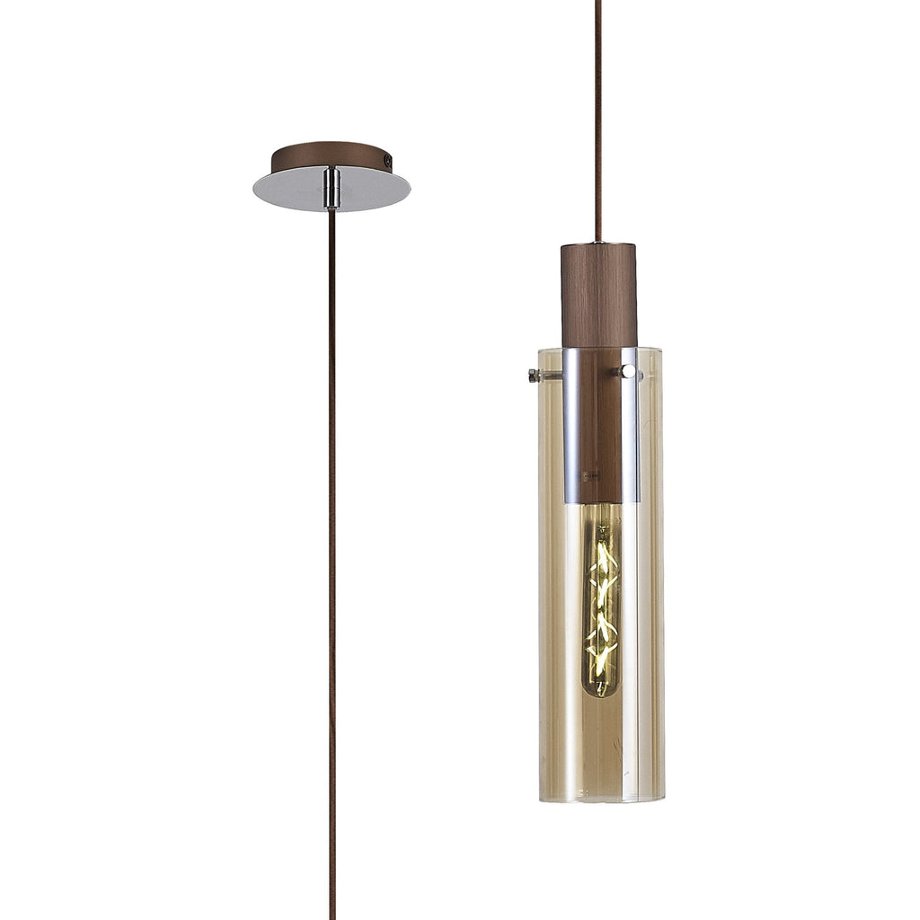 NL91649 Tokyo Slim 1 Light Pendant Mocha Polished Chrome