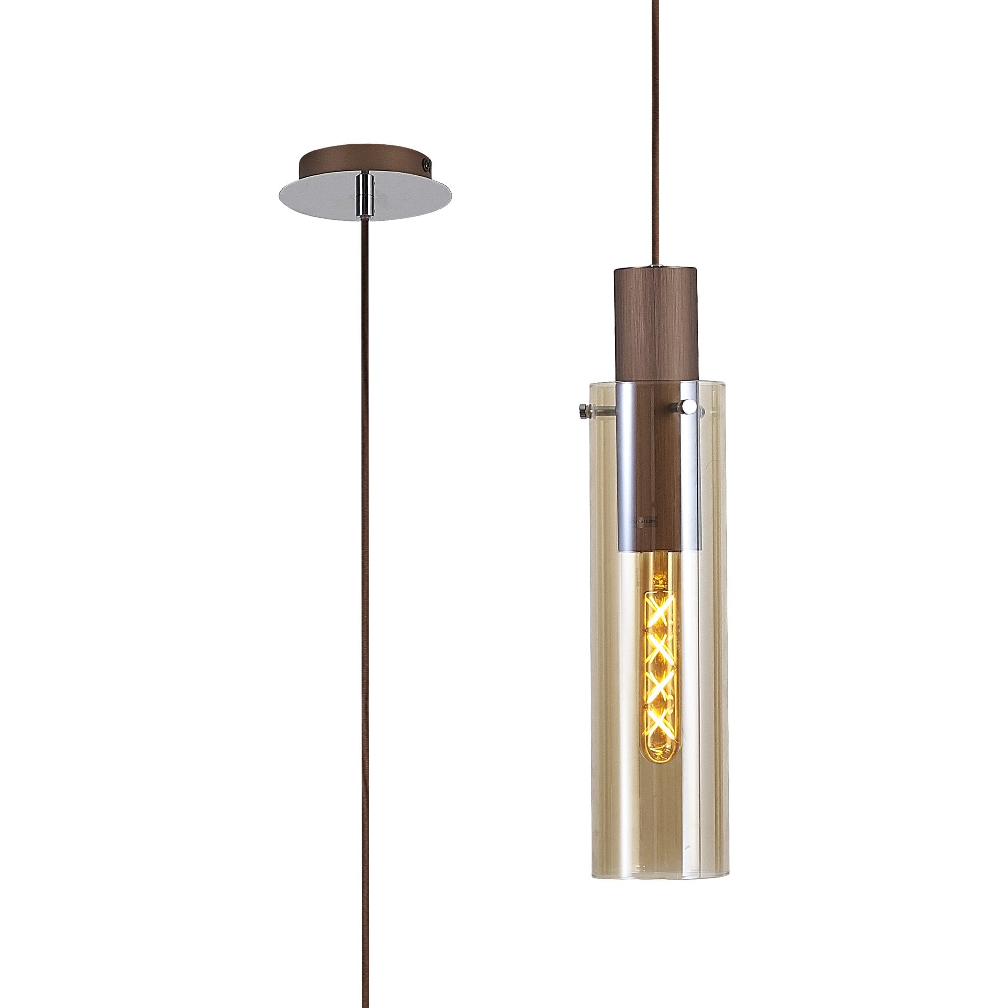 NL91649 Tokyo Slim 1 Light Pendant Mocha Polished Chrome