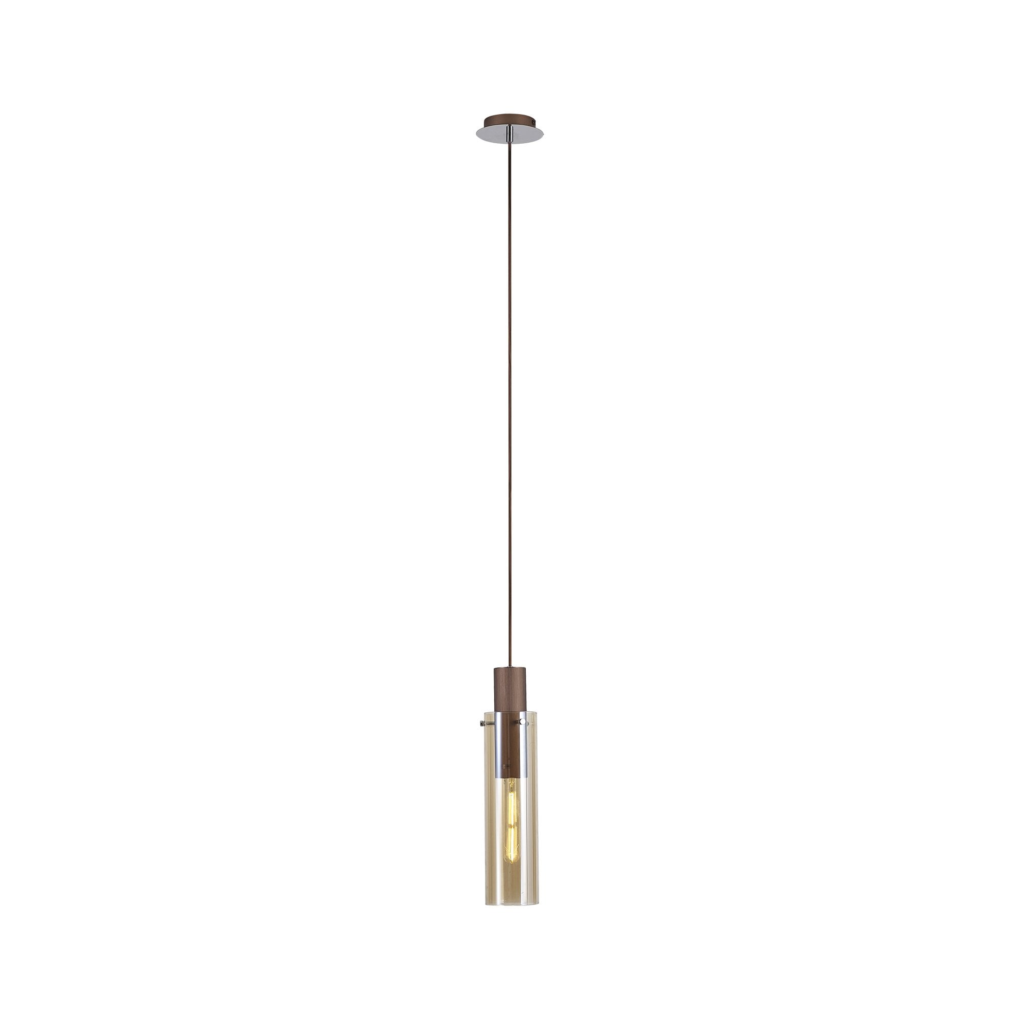 NL91649 Tokyo Slim 1 Light Pendant Mocha Polished Chrome
