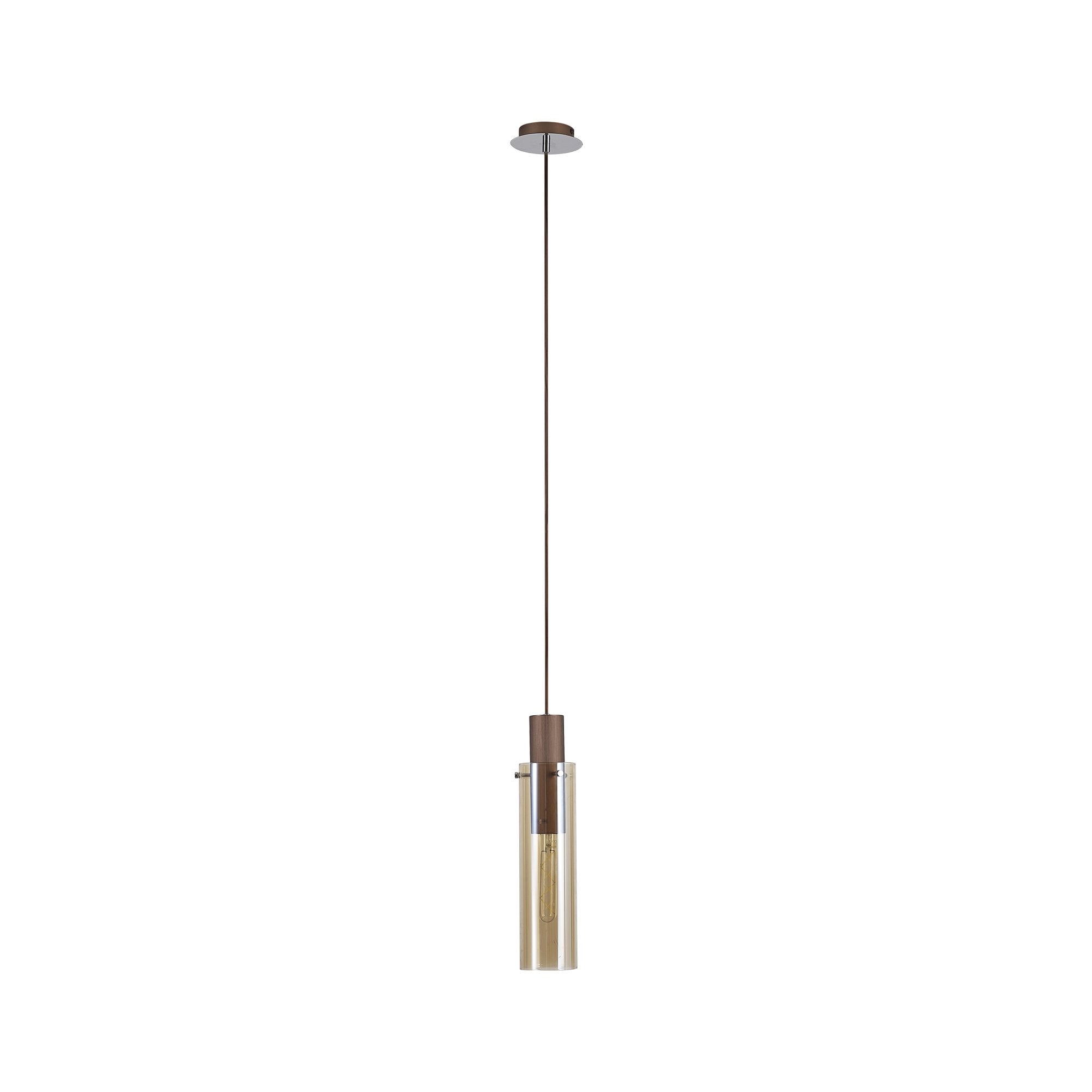 NL91649 Tokyo Slim 1 Light Pendant Mocha Polished Chrome