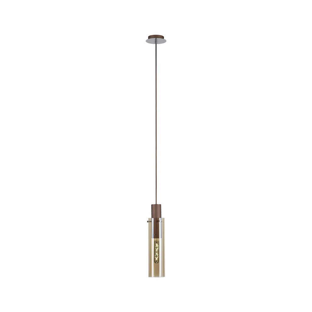 NL91649 Tokyo Slim 1 Light Pendant Mocha Polished Chrome