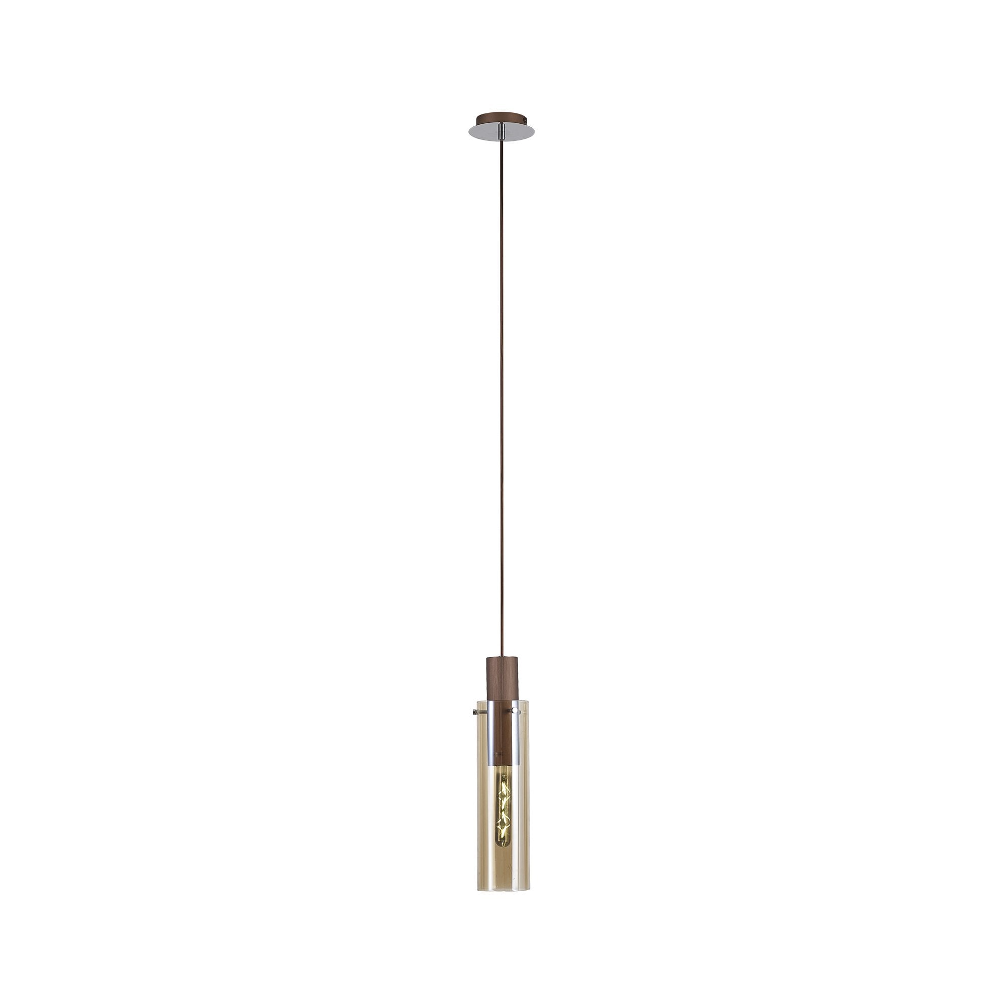 NL91649 Tokyo Slim 1 Light Pendant Mocha Polished Chrome