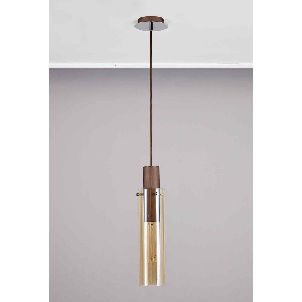 NL91649 Tokyo Slim 1 Light Pendant Mocha Polished Chrome
