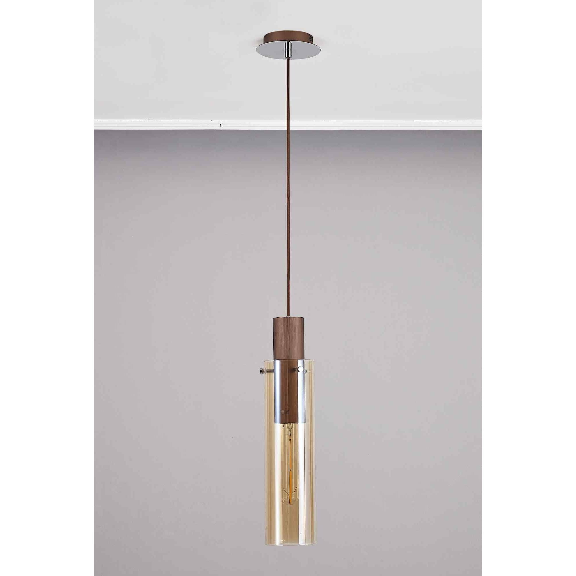 NL91649 Tokyo Slim 1 Light Pendant Mocha Polished Chrome