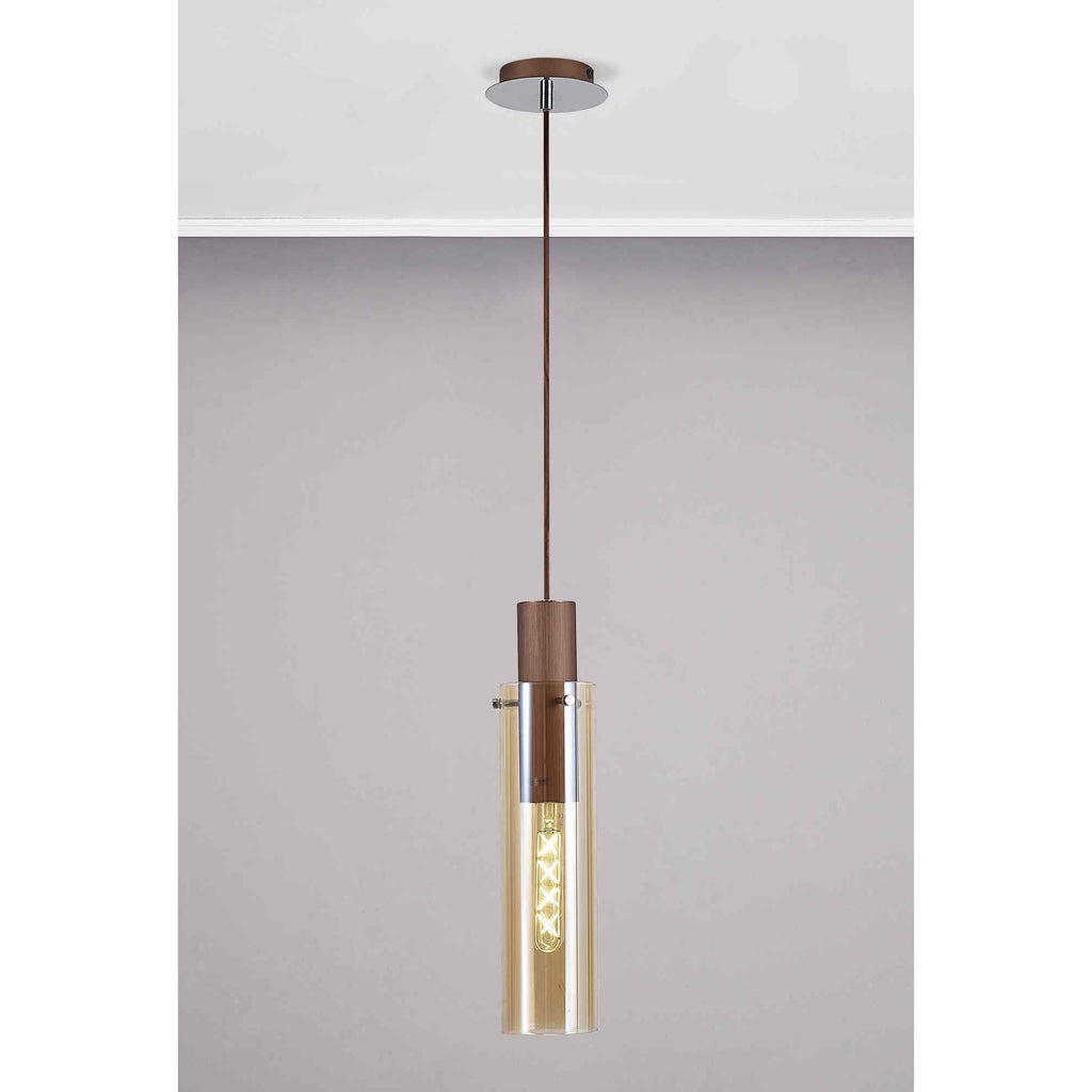 NL91649 Tokyo Slim 1 Light Pendant Mocha Polished Chrome