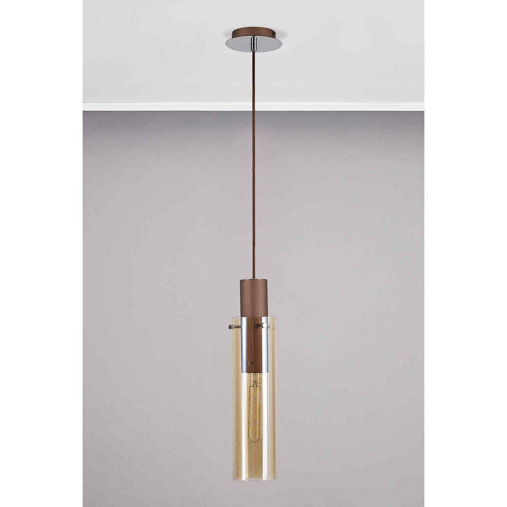 NL91649 Tokyo Slim 1 Light Pendant Mocha Polished Chrome