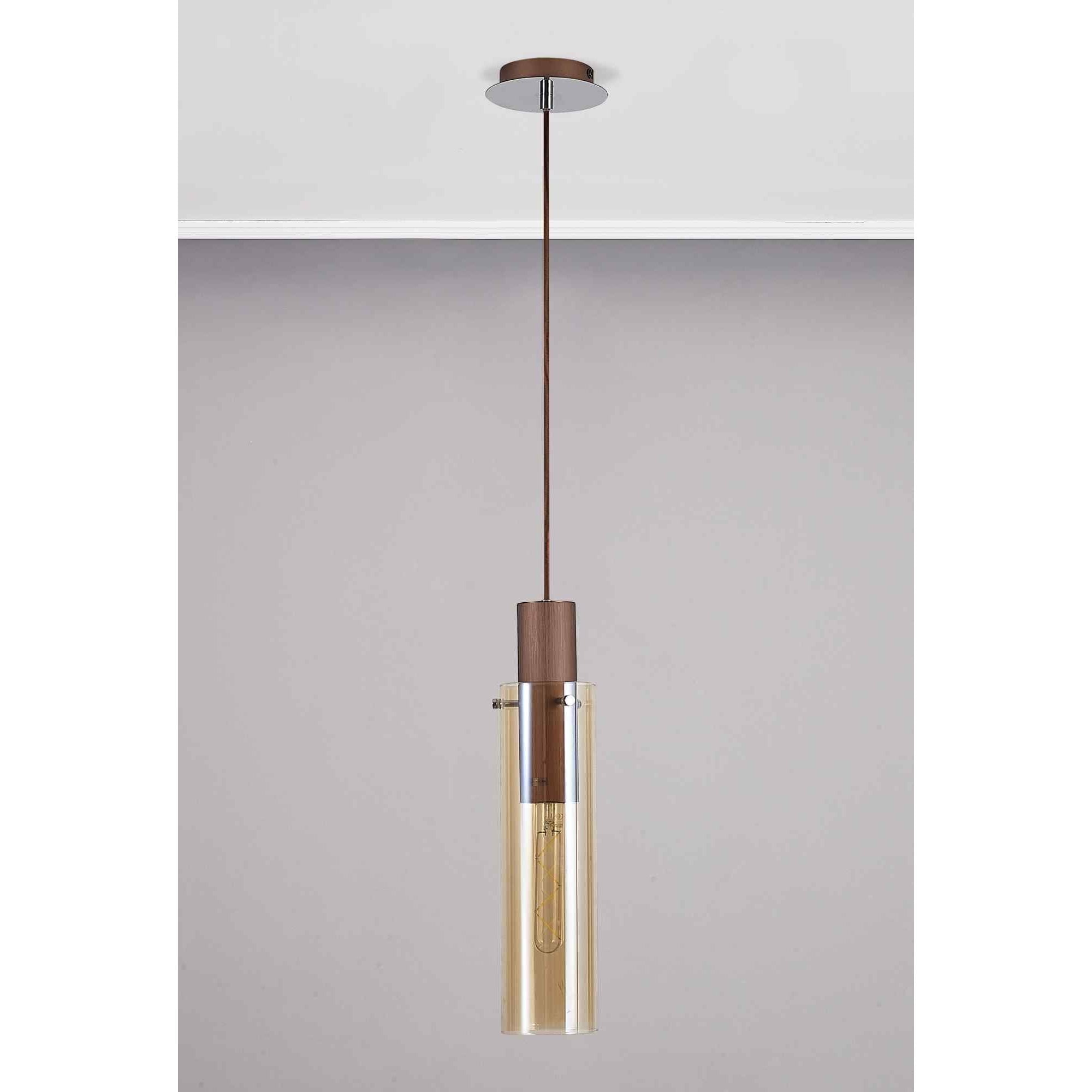 NL91649 Tokyo Slim 1 Light Pendant Mocha Polished Chrome