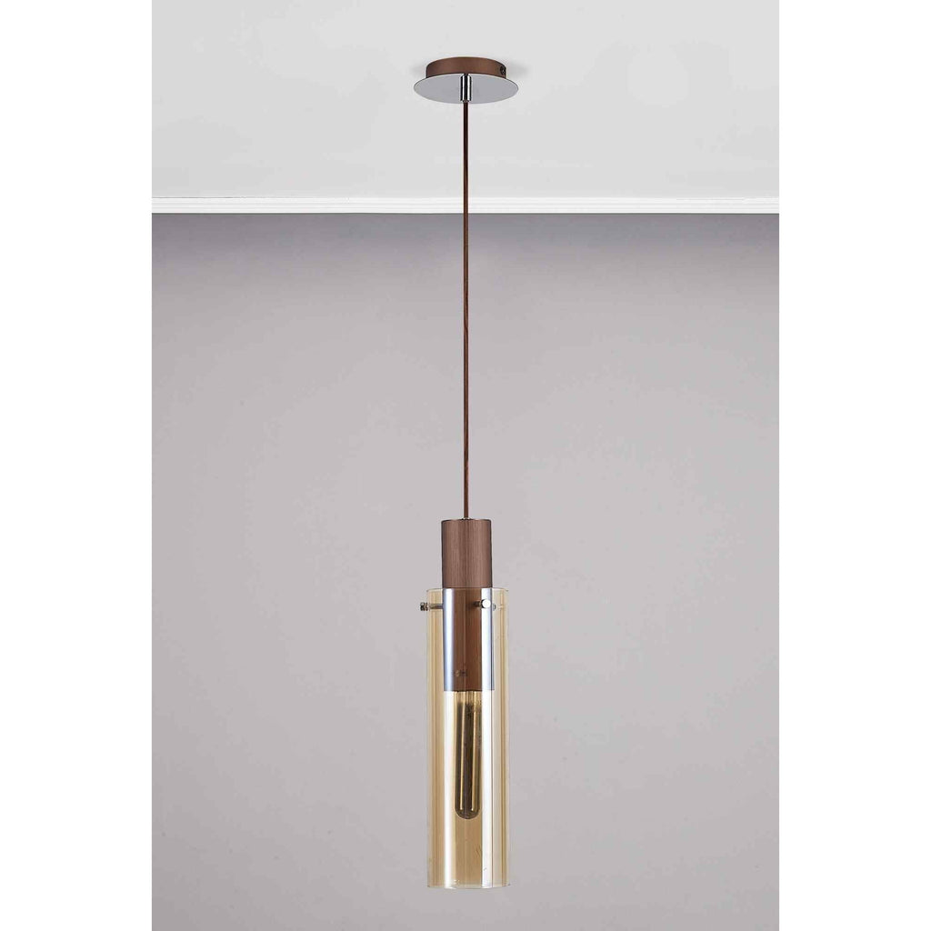 NL91649 Tokyo Slim 1 Light Pendant Mocha Polished Chrome