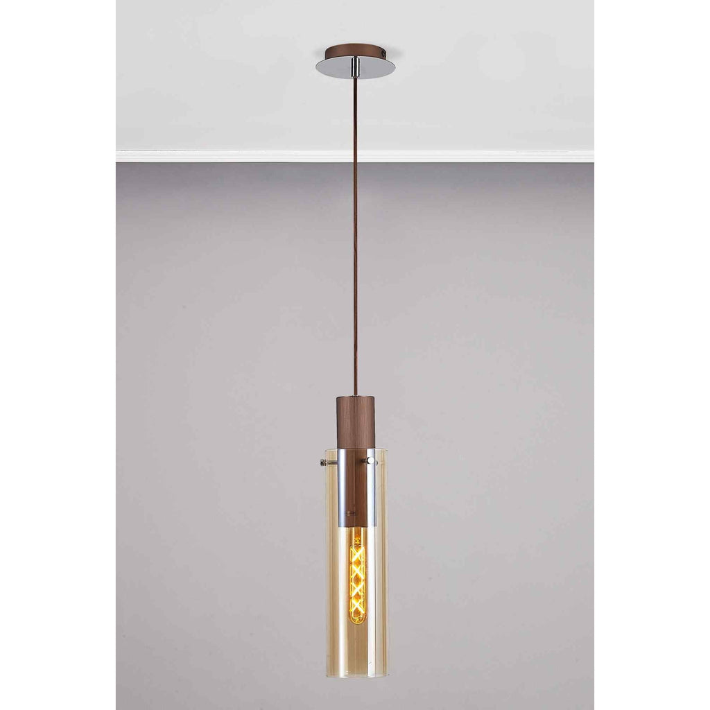 NL91649 Tokyo Slim 1 Light Pendant Mocha Polished Chrome
