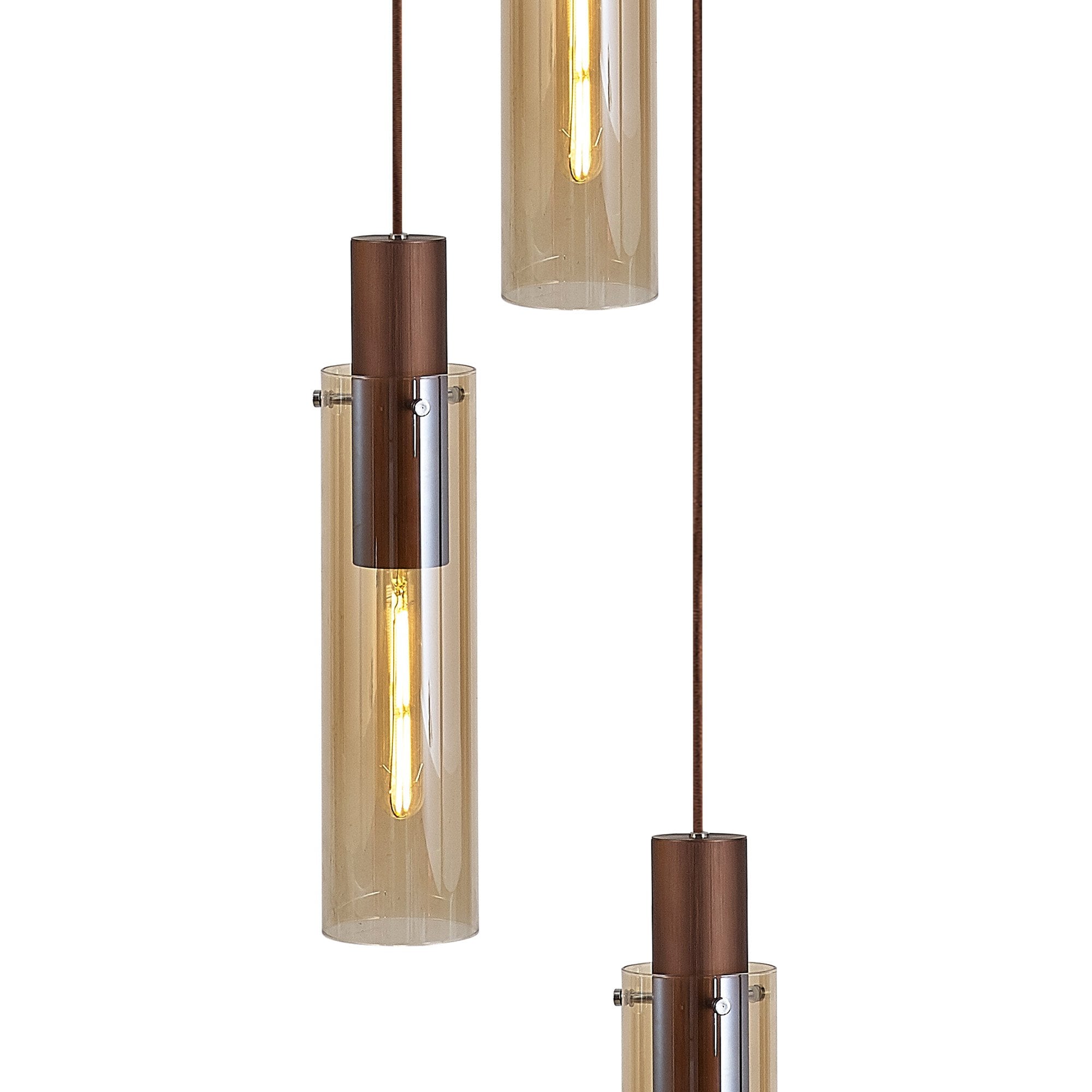 NL91659 Tokyo Slim 3 Light Round Pendant Mocha Polished Chrome