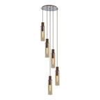 NL91669 Tokyo Slim 5 Light Round Pendant Mocha Polished Chrome