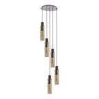NL91669 Tokyo Slim 5 Light Round Pendant Mocha Polished Chrome