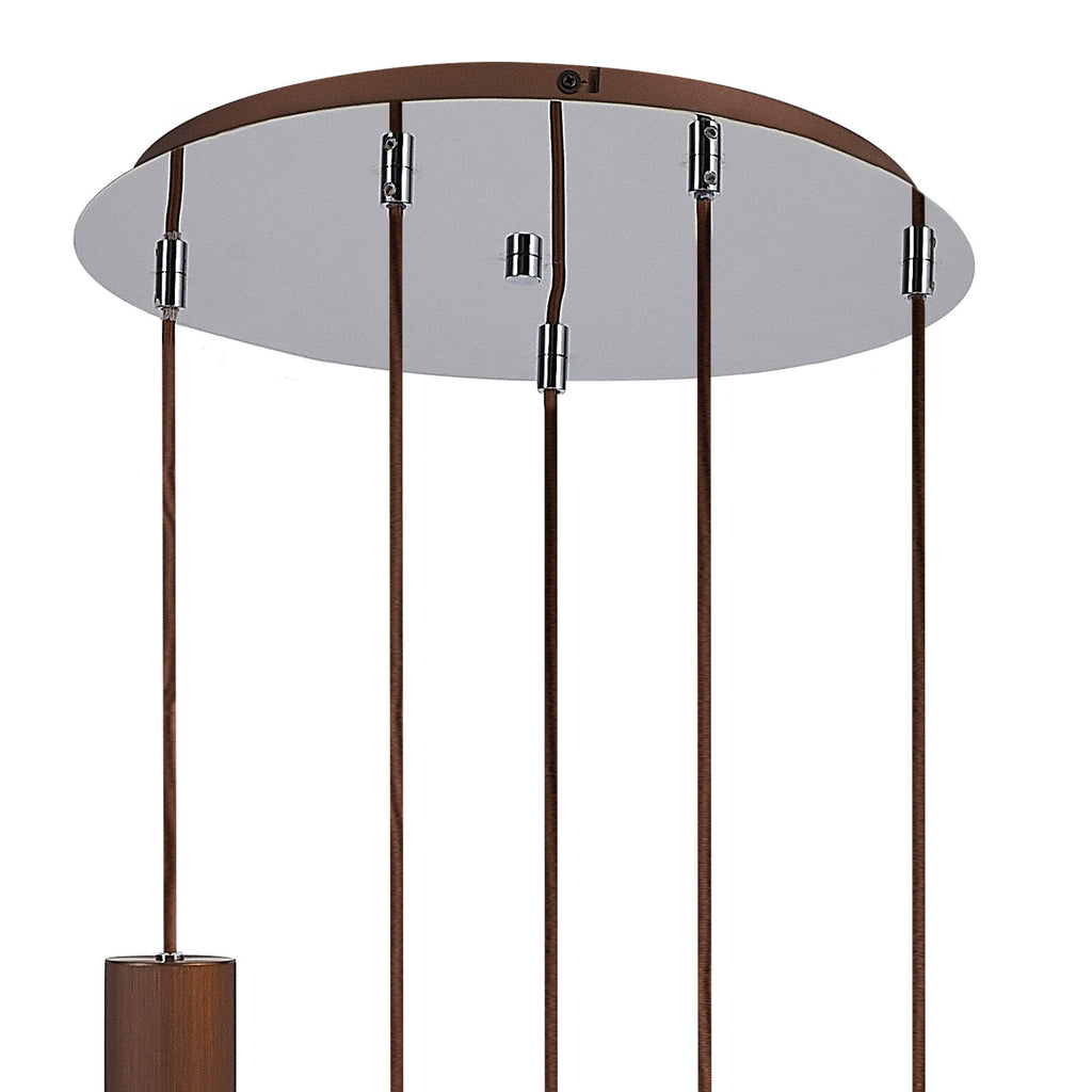 NL91669 Tokyo Slim 5 Light Round Pendant Mocha Polished Chrome
