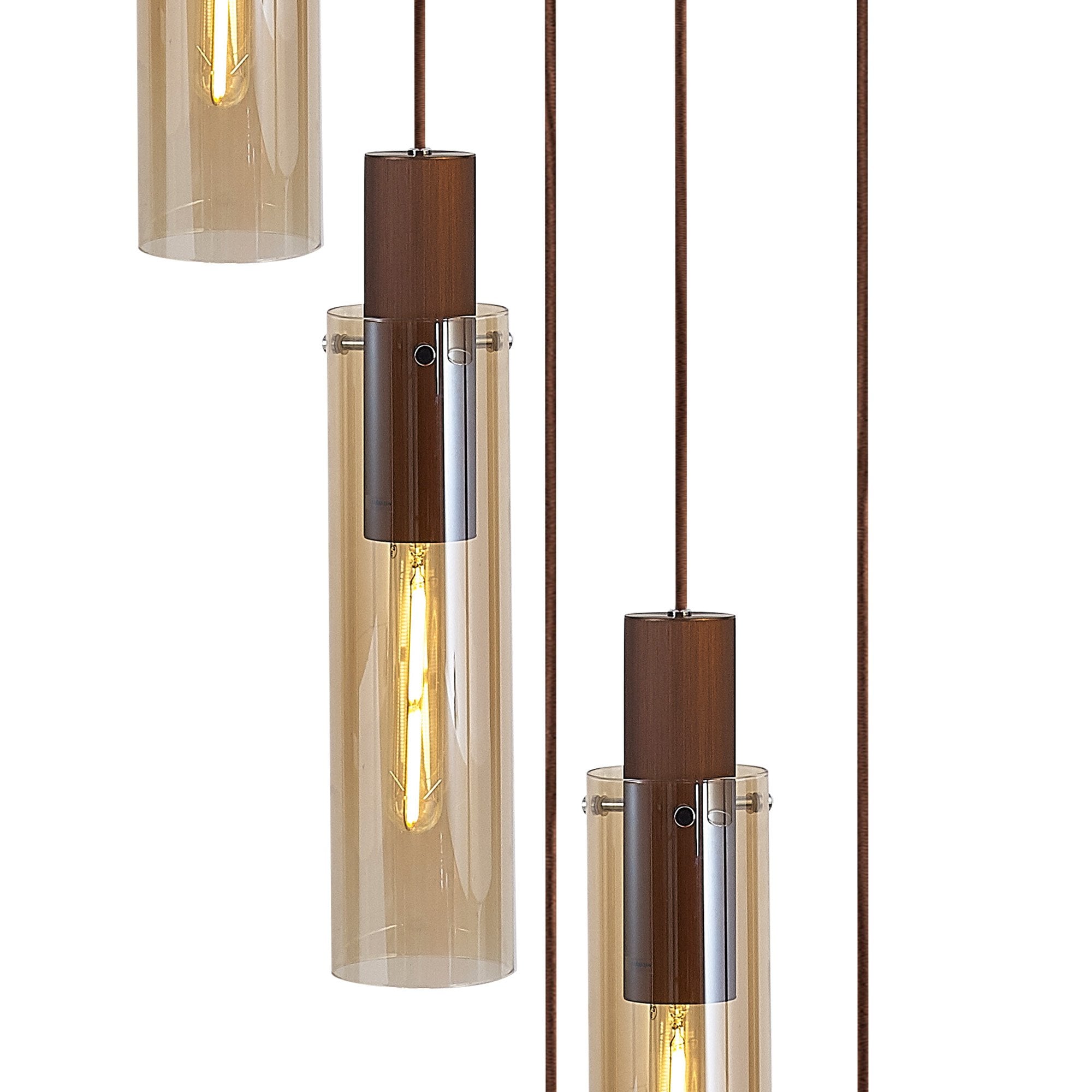 NL91669 Tokyo Slim 5 Light Round Pendant Mocha Polished Chrome