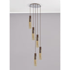 NL91669 Tokyo Slim 5 Light Round Pendant Mocha Polished Chrome