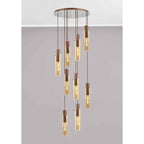 NL91679 Tokyo  Slim 9 Light Round Pendant Mocha Polished Chrome