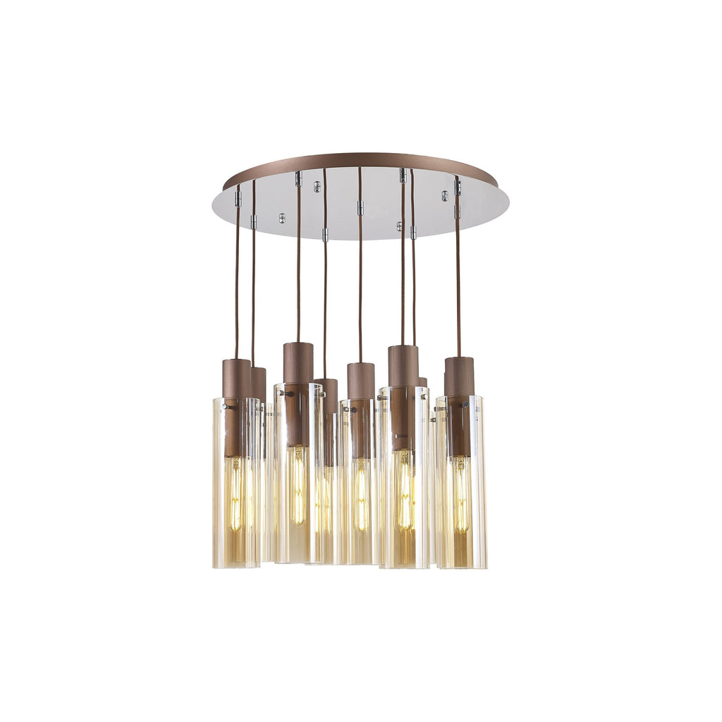 NL91679 Tokyo  Slim 9 Light Round Pendant Mocha Polished Chrome