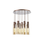 NL91679 Tokyo  Slim 9 Light Round Pendant Mocha Polished Chrome