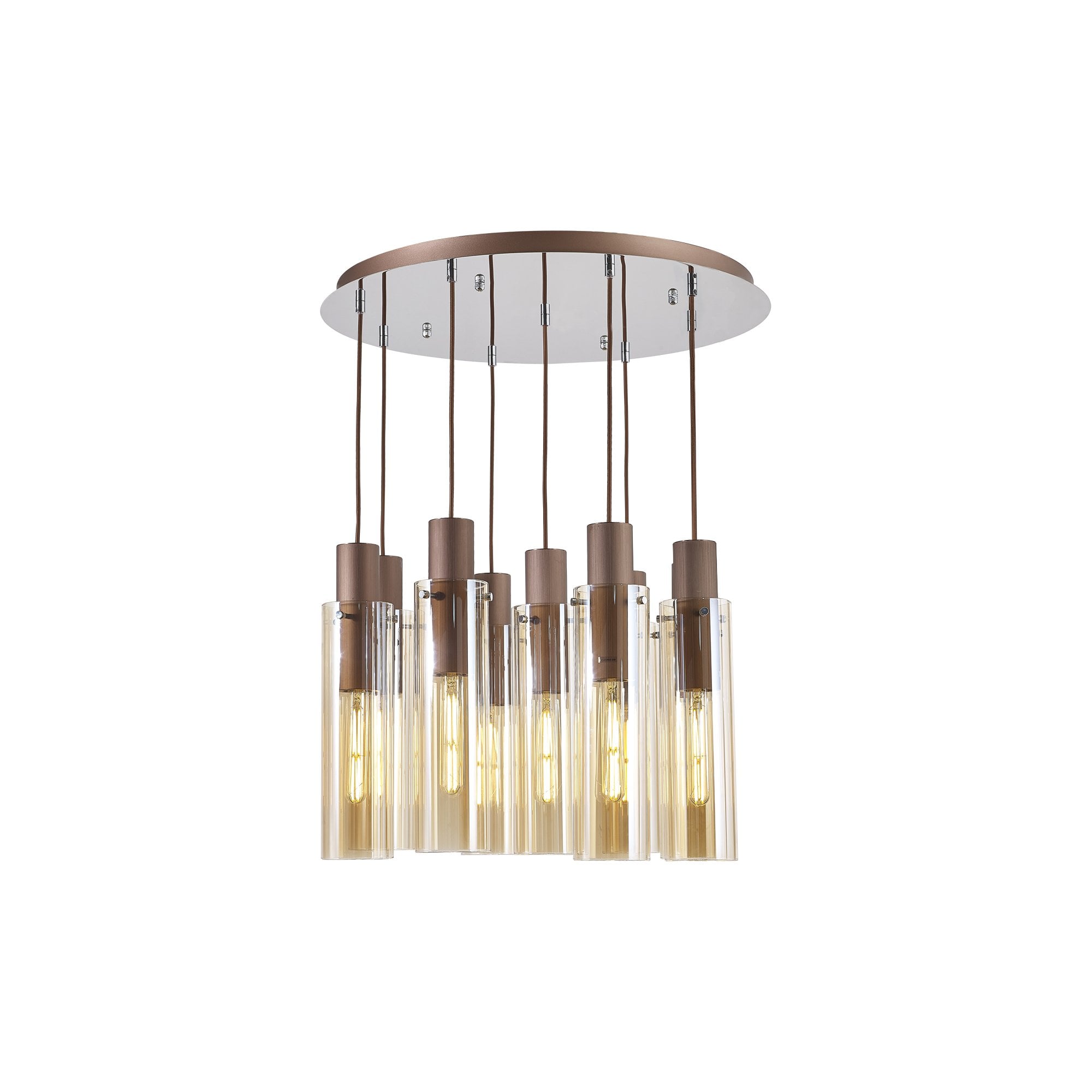 NL91679 Tokyo  Slim 9 Light Round Pendant Mocha Polished Chrome