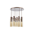 NL91679 Tokyo  Slim 9 Light Round Pendant Mocha Polished Chrome