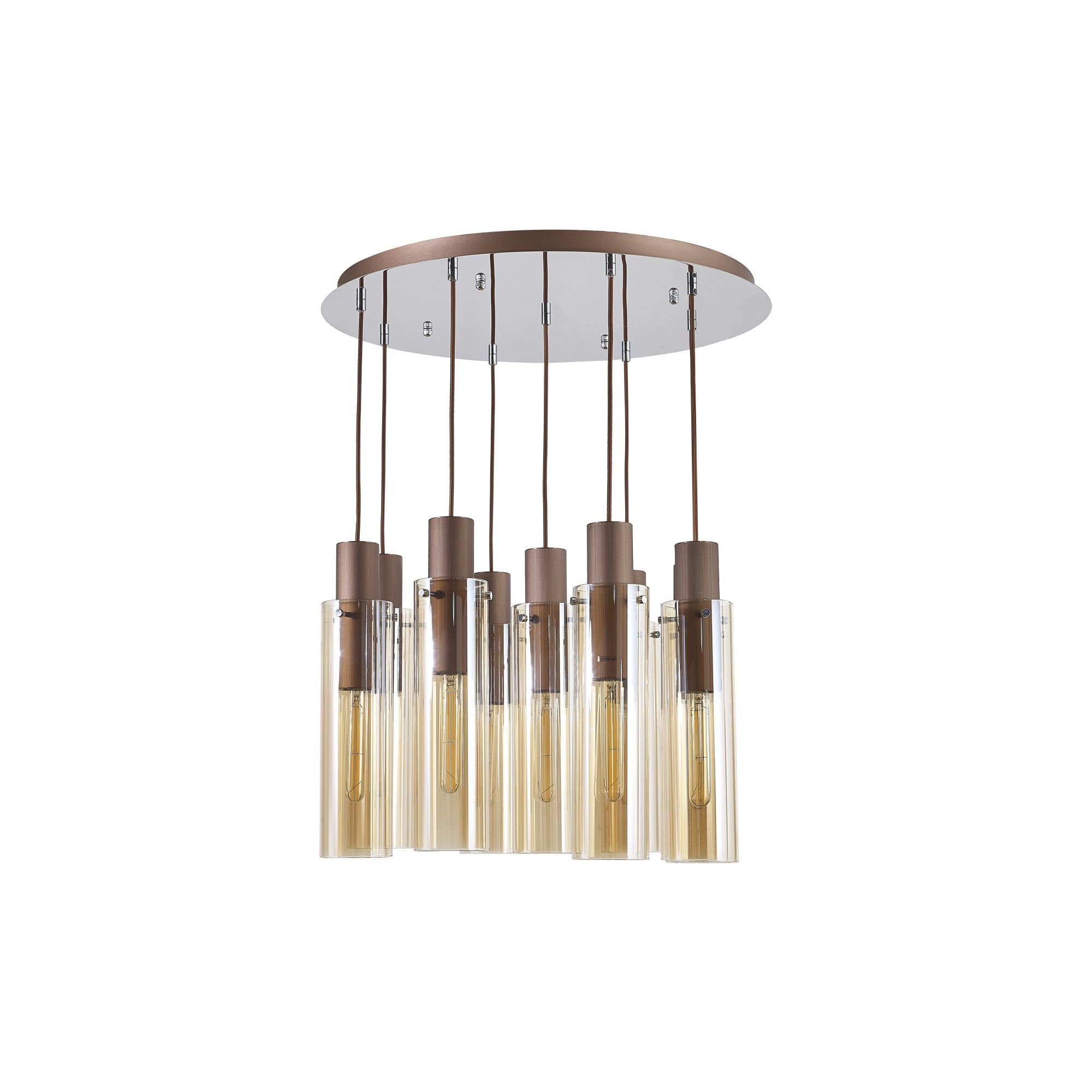 NL91679 Tokyo  Slim 9 Light Round Pendant Mocha Polished Chrome