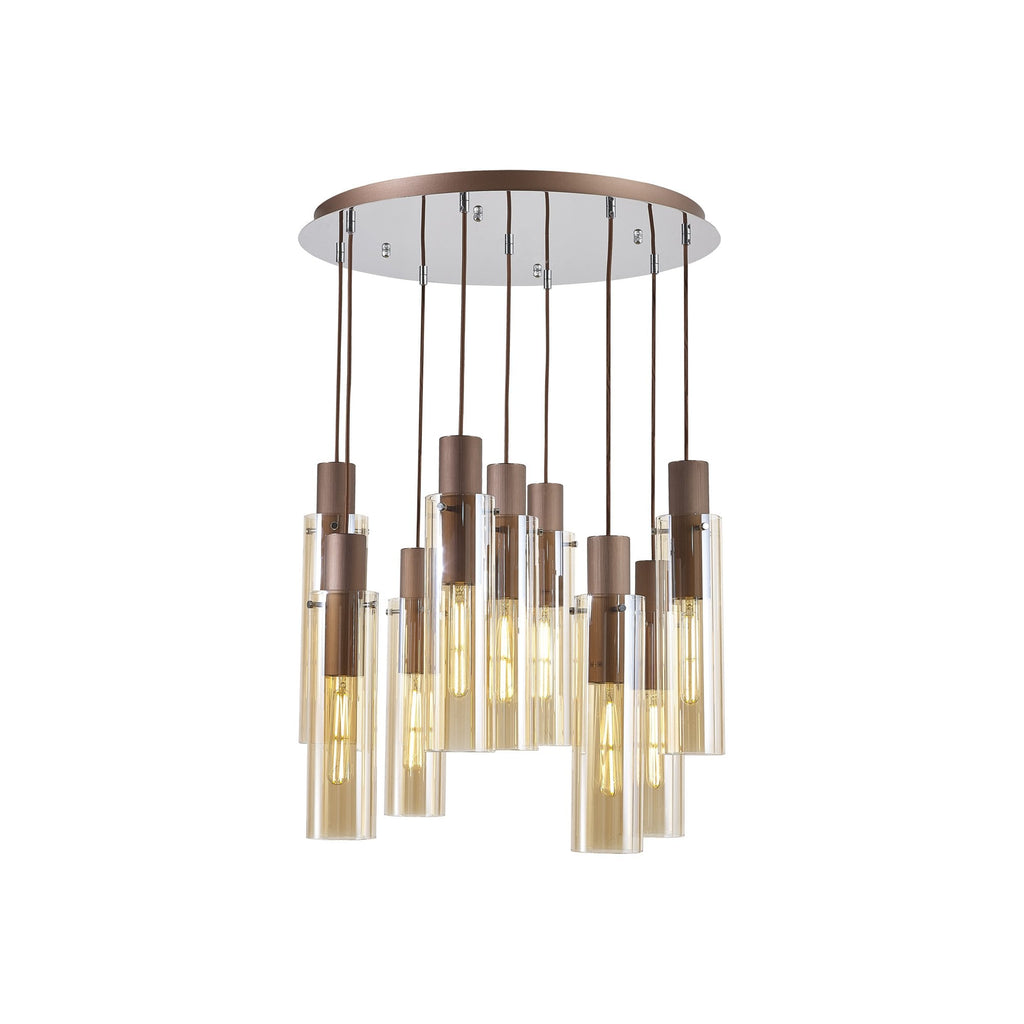 NL91679 Tokyo  Slim 9 Light Round Pendant Mocha Polished Chrome