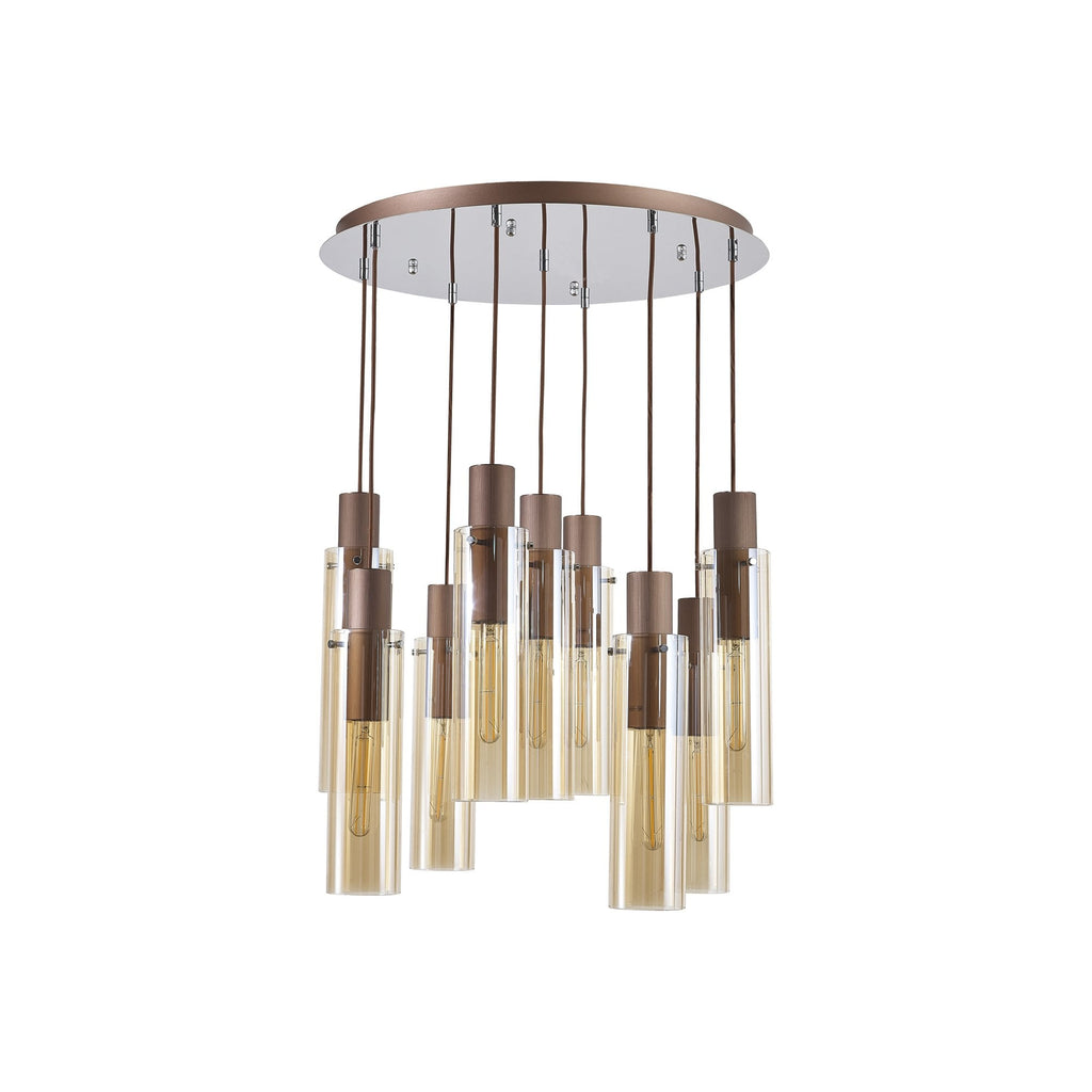 NL91679 Tokyo  Slim 9 Light Round Pendant Mocha Polished Chrome