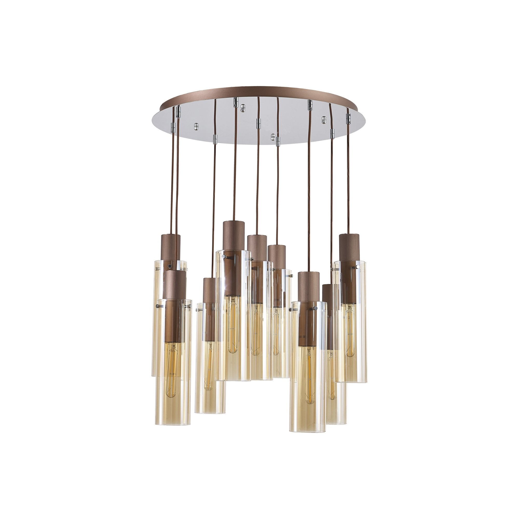 NL91679 Tokyo  Slim 9 Light Round Pendant Mocha Polished Chrome