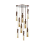 NL91679 Tokyo  Slim 9 Light Round Pendant Mocha Polished Chrome