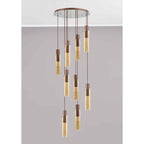 NL91679 Tokyo  Slim 9 Light Round Pendant Mocha Polished Chrome