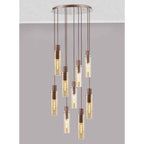 NL91679 Tokyo  Slim 9 Light Round Pendant Mocha Polished Chrome