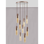 NL91679 Tokyo  Slim 9 Light Round Pendant Mocha Polished Chrome